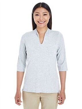 Devon & Jones Ladies' Perfect Fit Tailored Open Neckline Grey Heather Top